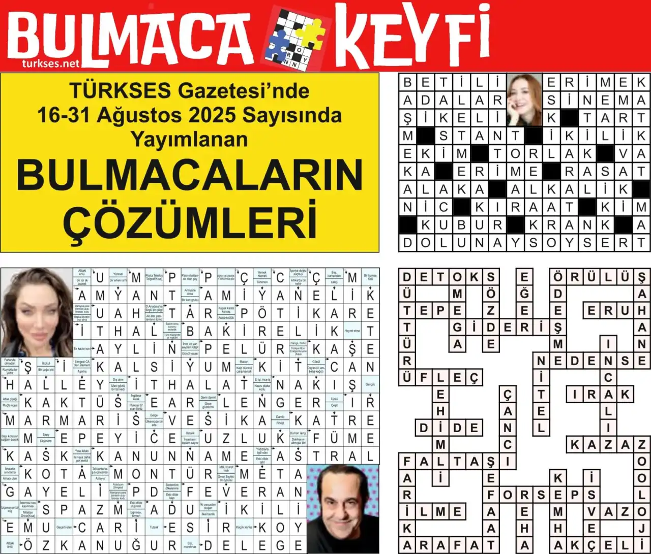 TÜRKSES GAZETESİ BULMACA SAYFASININ 16-31 AĞUSTOS 2025 TARİHLİ 8. SAYININ ÇÖZÜMLERİ