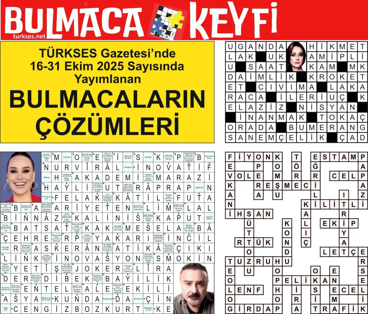 TÜRKSES GAZETESİ BULMACA SAYFASININ 16-31 EKİM 2025 TARİHLİ 11. SAYININ ÇÖZÜMLERİ