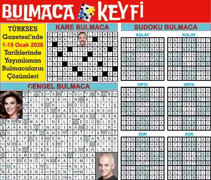 TÜRKSES GAZETESİ BULMACA SAYFASININ 1-16 OCAK 2026 TARİHLİ 16. SAYININ ÇÖZÜMLERİ galerisinin resimleri