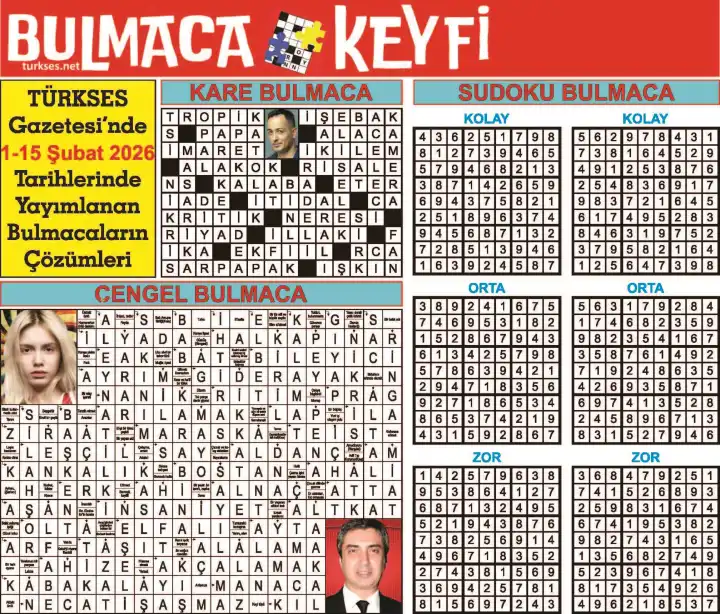 TÜRKSES GAZETESİ BULMACA SAYFASININ 1-15 ŞUBAT 2026 TARİHLİ 18. SAYININ ÇÖZÜMLERİ galerisinin resimleri