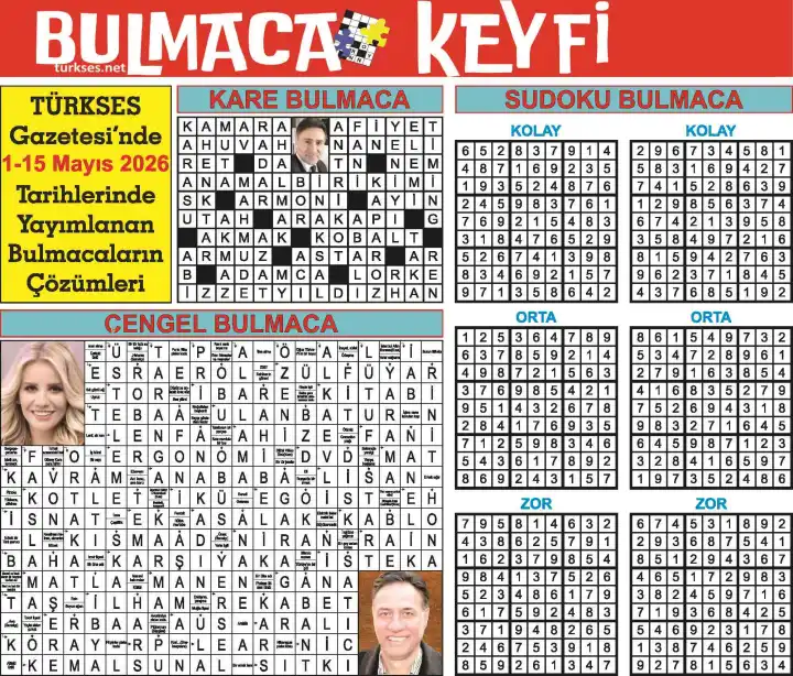 TÜRKSES GAZETESİ BULMACA SAYFASININ 1-15  MAYIS 2026 TARİHLİ 22. SAYININ ÇÖZÜMLERİ galerisinin resimleri